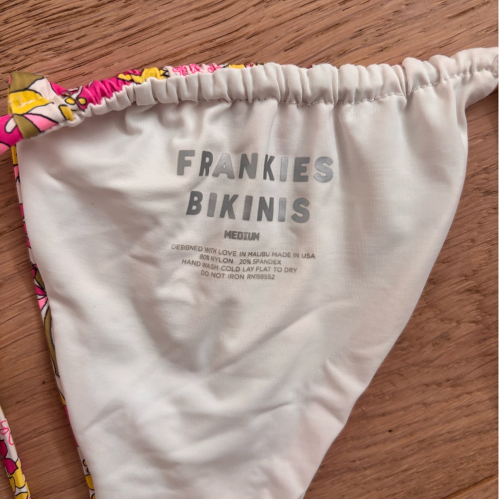 Frankie’s Bikinis Pink and Yellow Floral Bikini Set - Picture 3 of 4